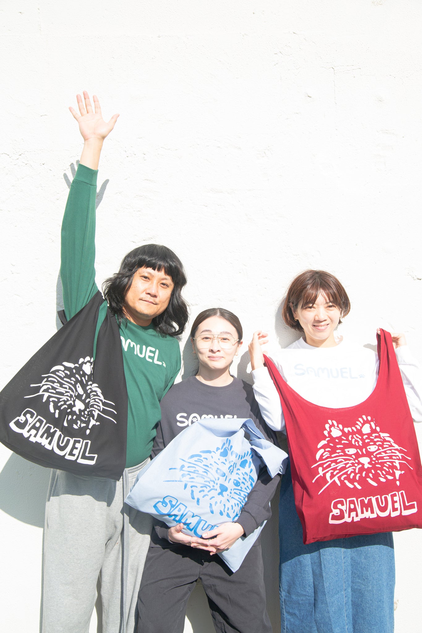 SAMUEL × SHIMAO MAHO CAT FACE MARCHE BAG | Color:SAX BLUE / WINE RED / BLACK | S-25AW-SM-004【SAMUEL_サミュエル】 【ネコポス選択可能】