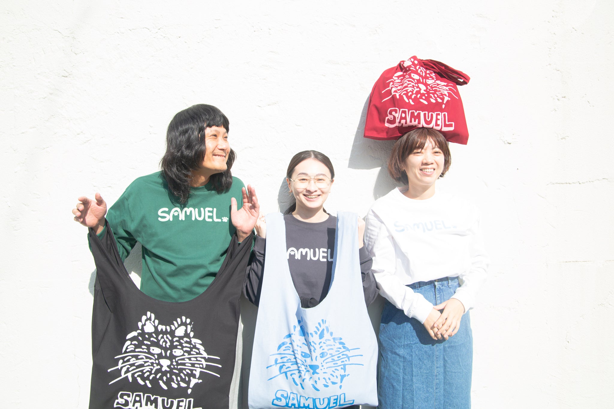 SAMUEL × SHIMAO MAHO CAT FACE MARCHE BAG | Color:SAX BLUE / WINE RED / BLACK | S-25AW-SM-004【SAMUEL_サミュエル】 【ネコポス選択可能】