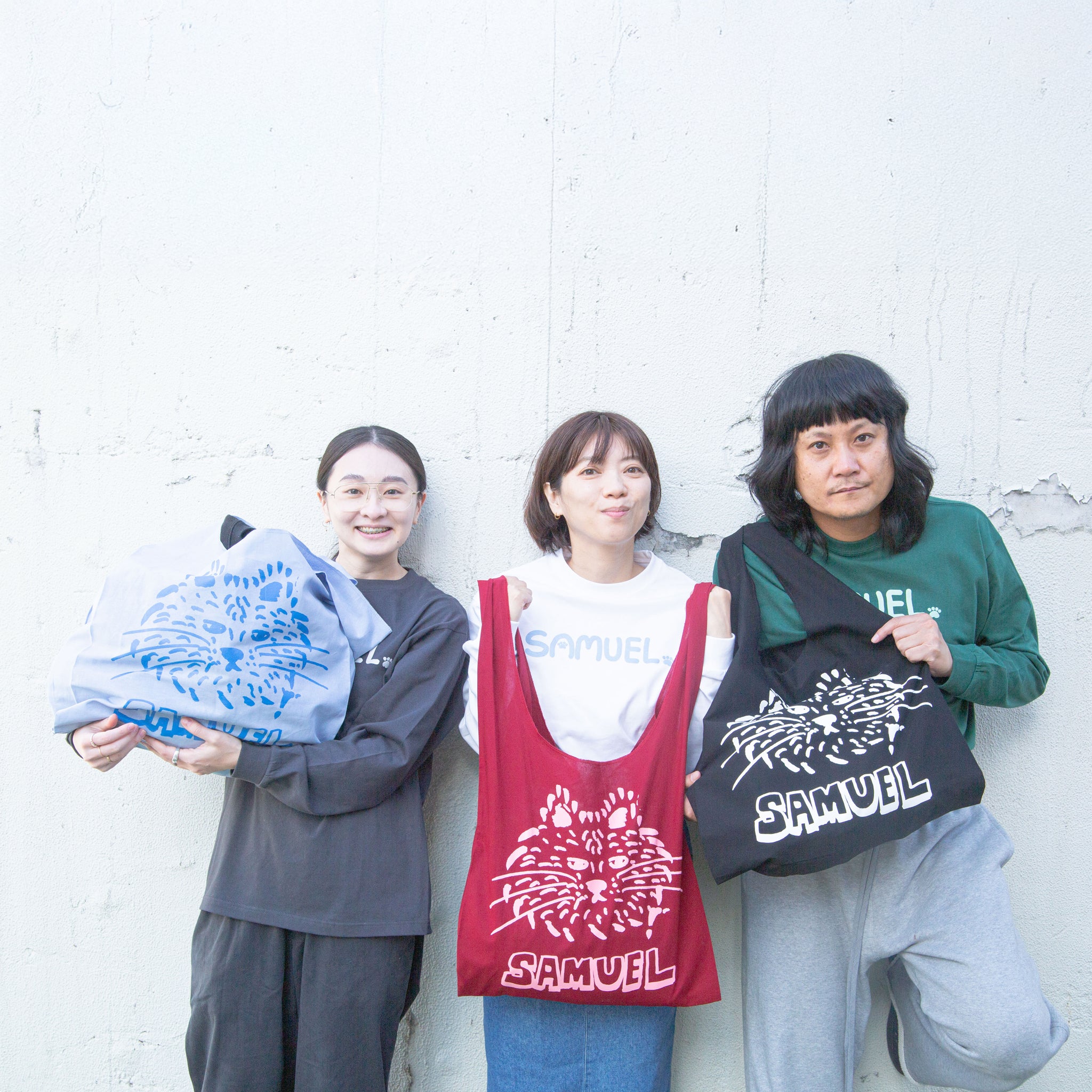 SAMUEL × SHIMAO MAHO CAT FACE MARCHE BAG | Color:SAX BLUE / WINE RED / BLACK | S-25AW-SM-004【SAMUEL_サミュエル】 【ネコポス選択可能】