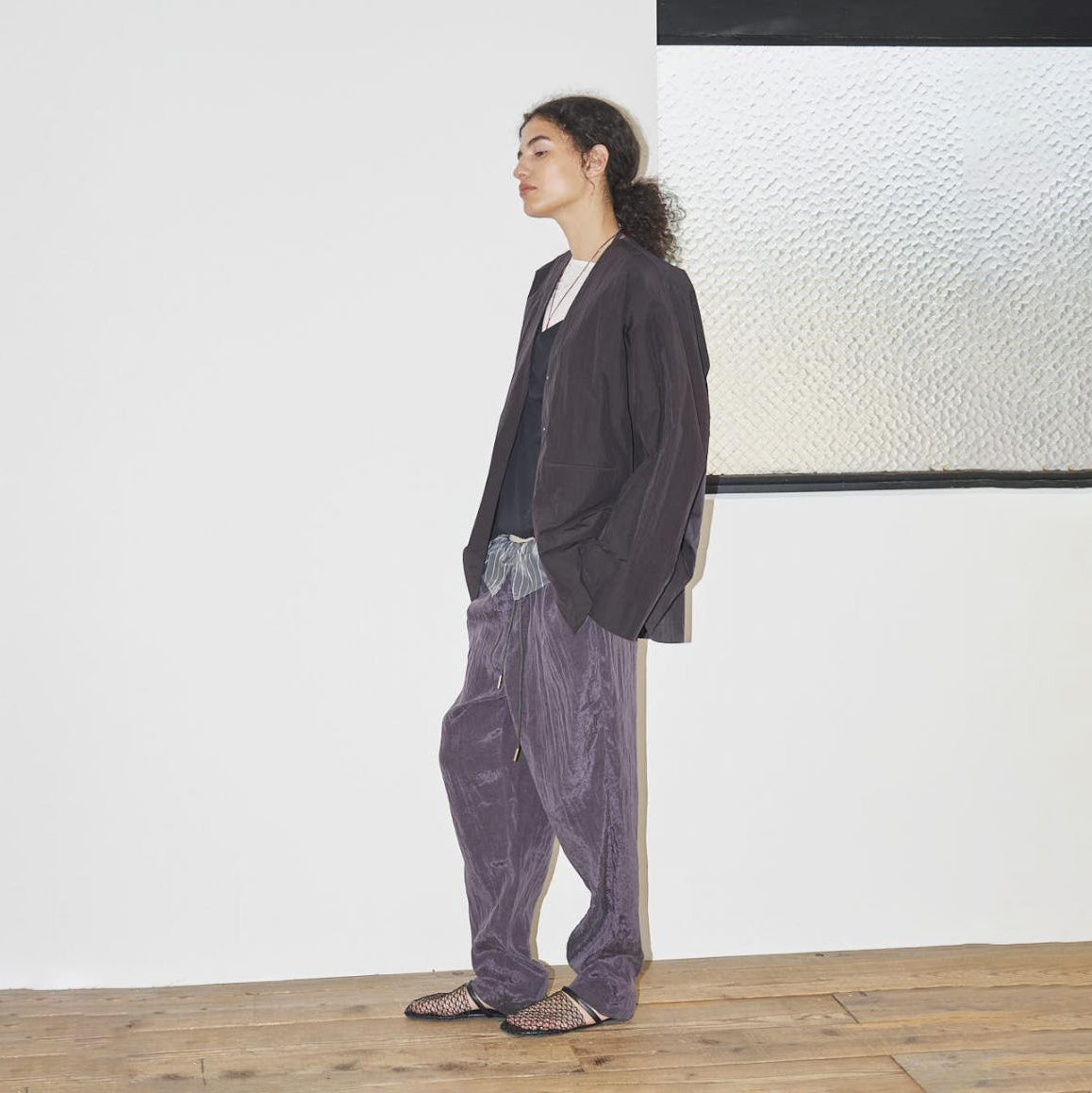 ノーカラーシャツブルゾン – Black | ANGELINA