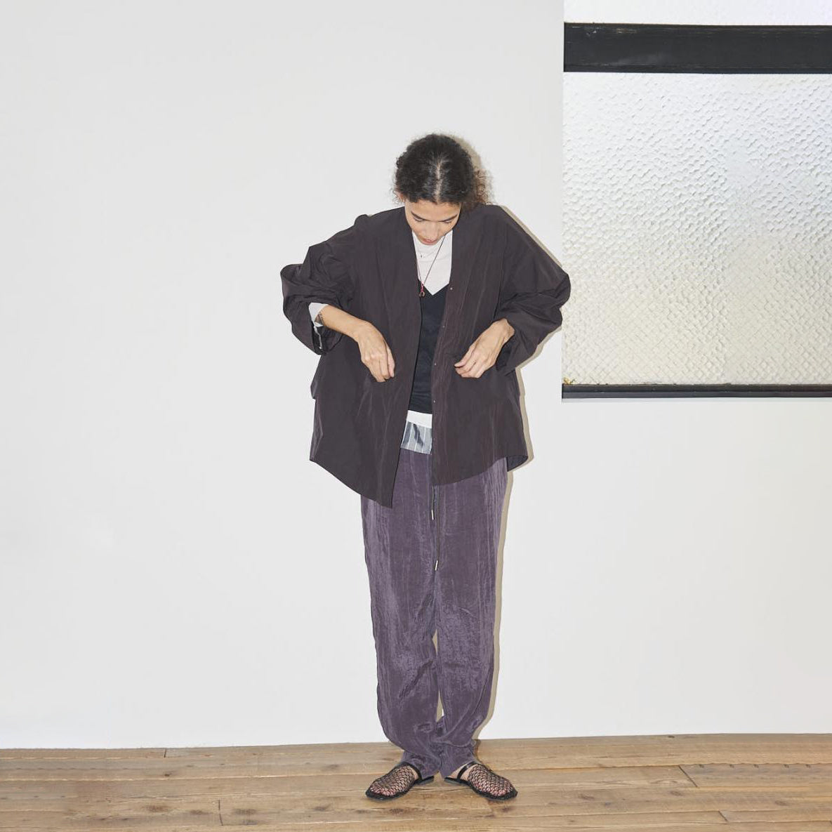 ノーカラーシャツブルゾン – Black | ANGELINA