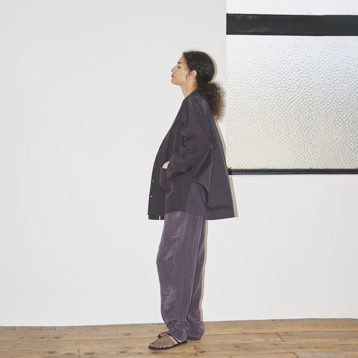 ノーカラーシャツブルゾン – Black | ANGELINA