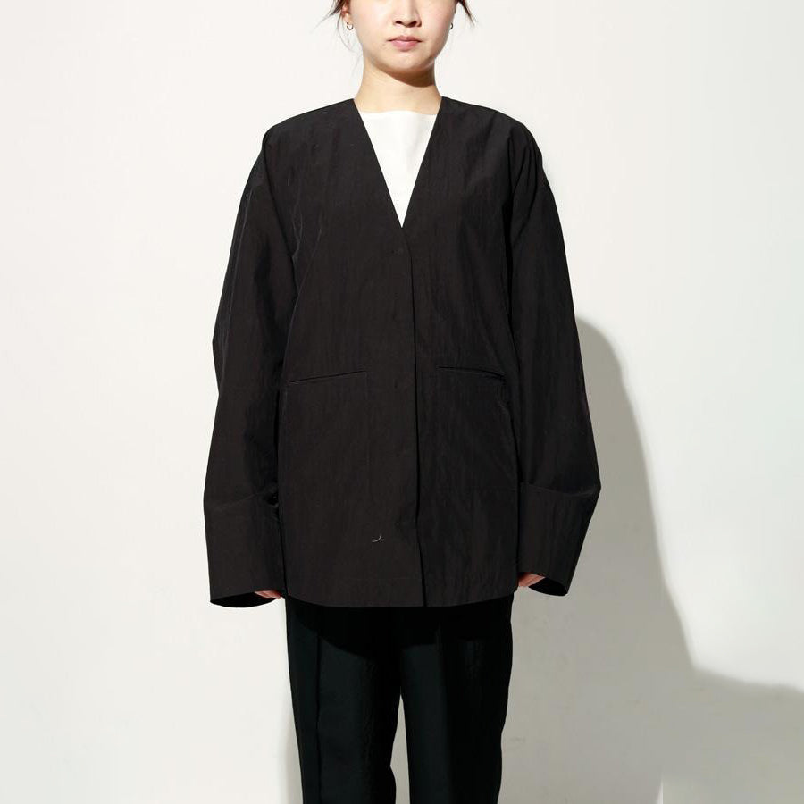 ノーカラーシャツブルゾン – Black | ANGELINA