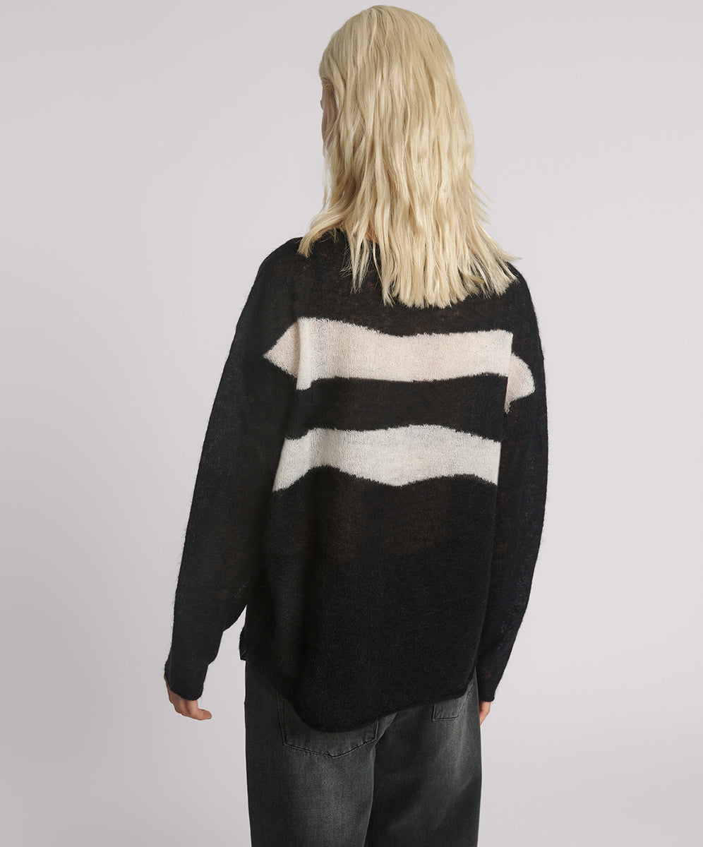 26344B_BLACK WHITE | VIVIANNE WIDE NECK STRIPE MOHAIR SWEATER | Color:Black White【ONE TEASPOON_ワンティースプーン】
