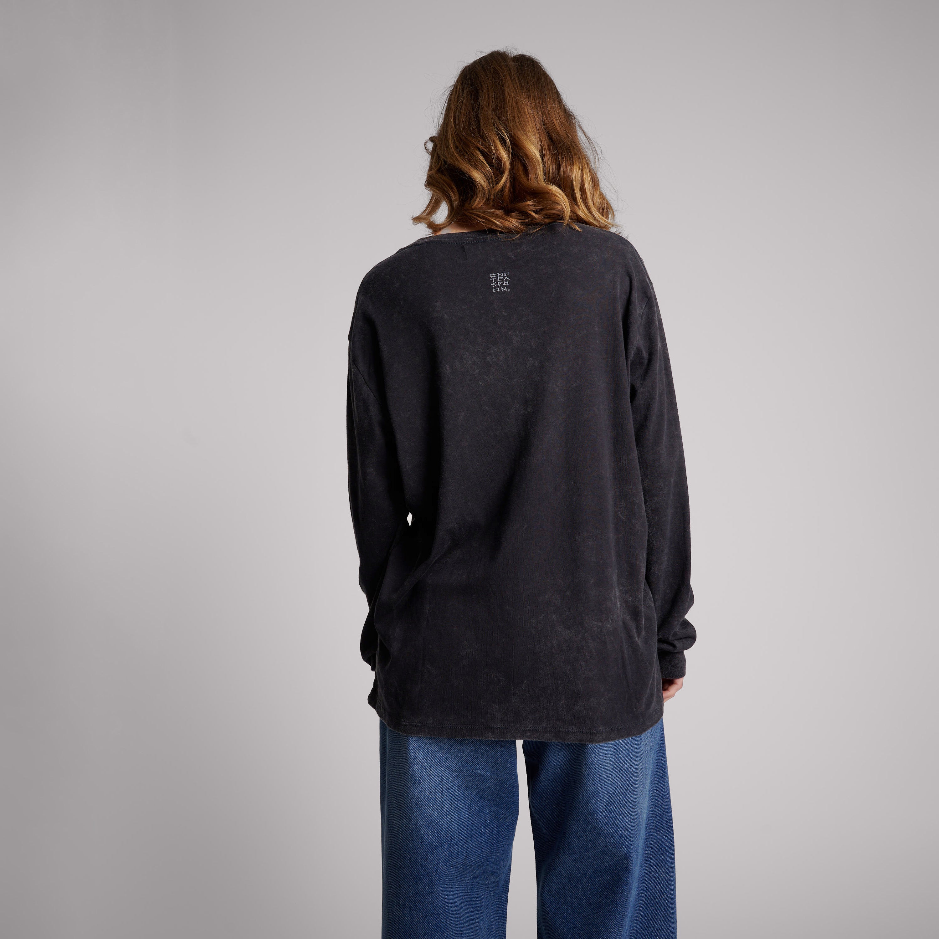 26468C_CHARCOAL | GOOD VIBES ONLY LONG SLEEVE TEE | Color:CHARCOAL【ONE TEASPOON_ワンティースプーン】