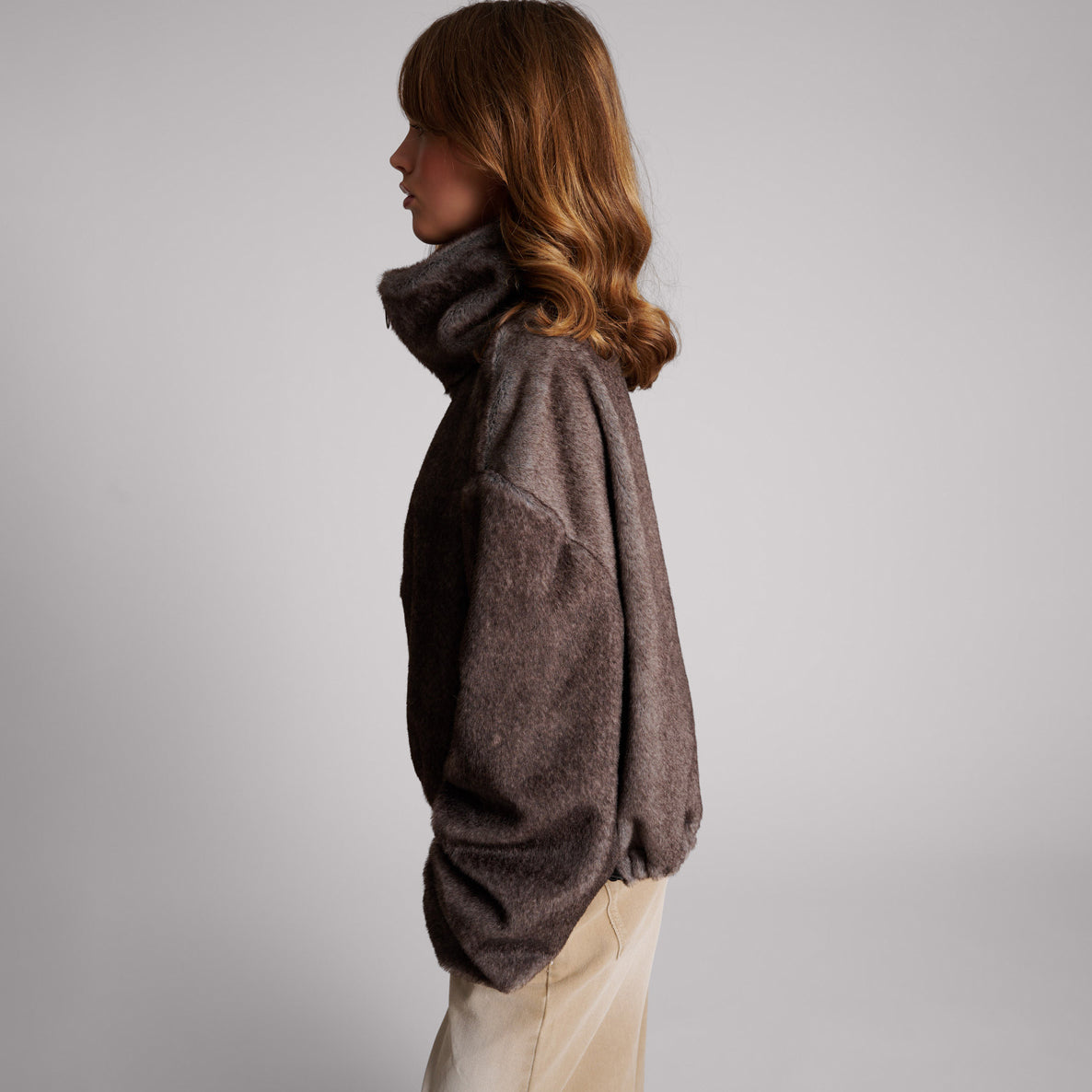 26471A_Ash | SAUVAGE FAUX FUR CROPPED PULLOVER JACKET | Color:Ash【ONE TEASPOON_ワンティースプーン】【archive】