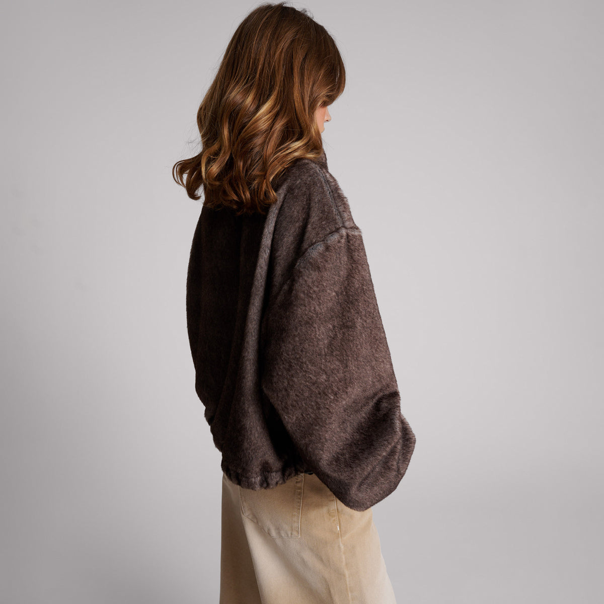 26471A_Ash | SAUVAGE FAUX FUR CROPPED PULLOVER JACKET | Color:Ash【ONE TEASPOON_ワンティースプーン】【archive】