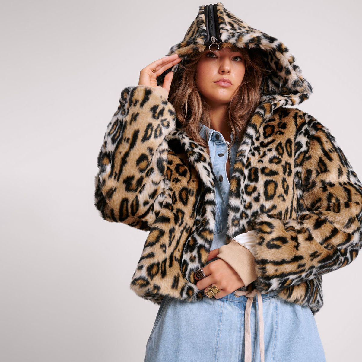 FAUX LEOPARD SPLIT HOOD JACKET – ANIMAL | ONE TEASPOON