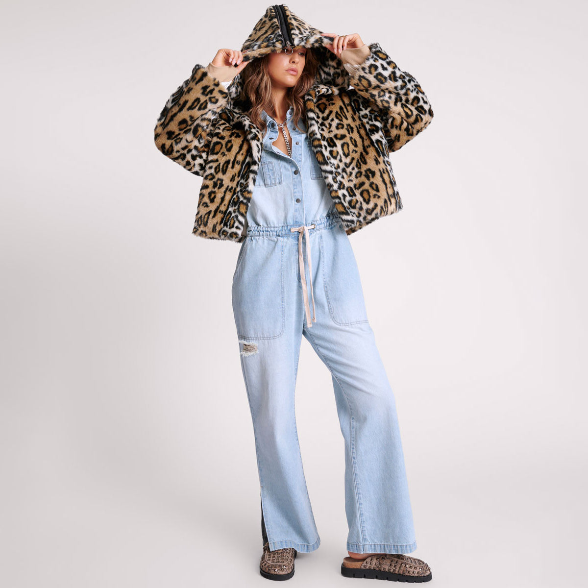 FAUX LEOPARD SPLIT HOOD JACKET – ANIMAL | ONE TEASPOON