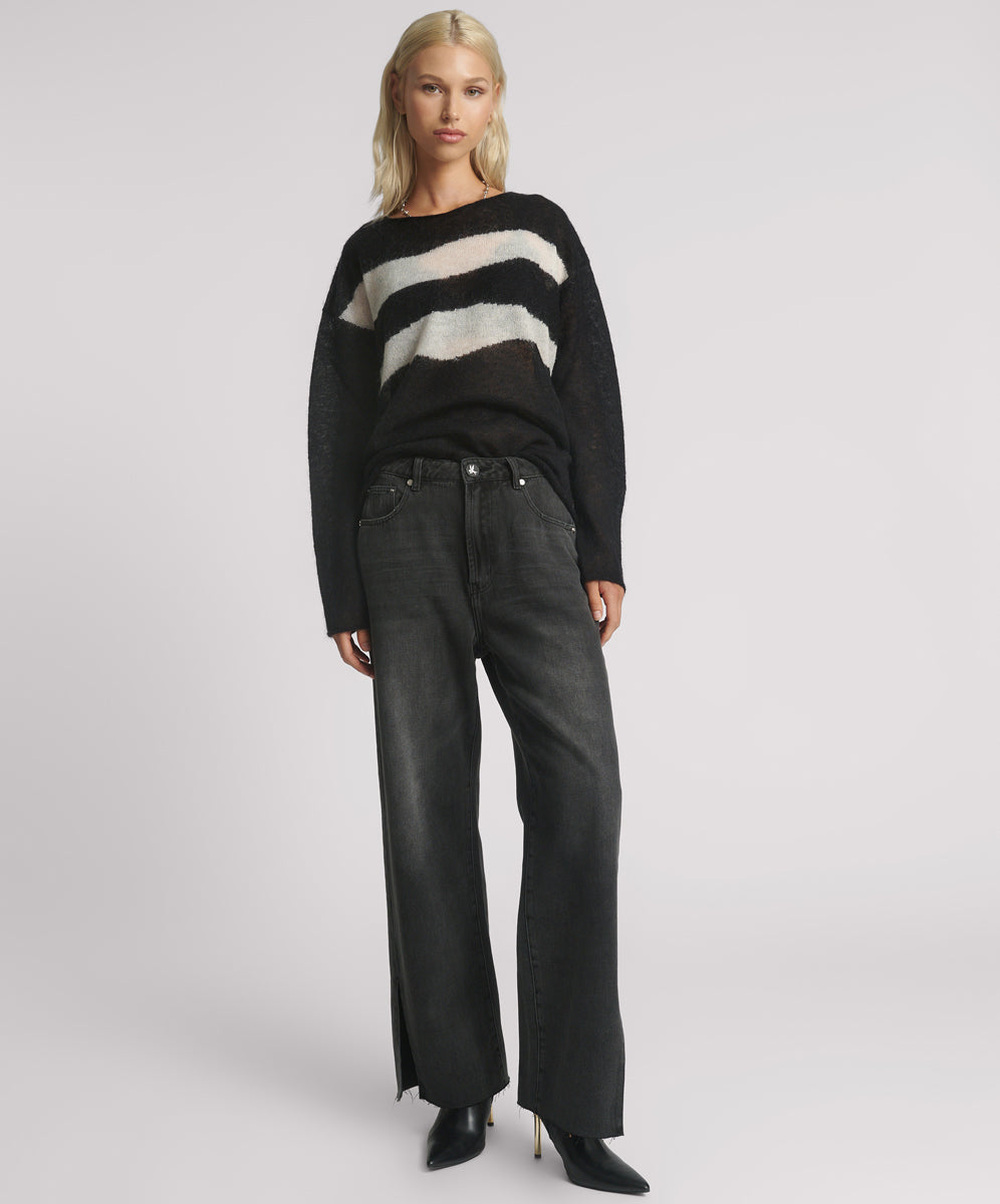 26666_FADED BLACK | FADED BLACK LOW SLUNG STRAIGHT LEG MID WAIST DENIM BILLIE JEANS | Color:Faded Black【ONE TEASPOON_ワンティースプーン】