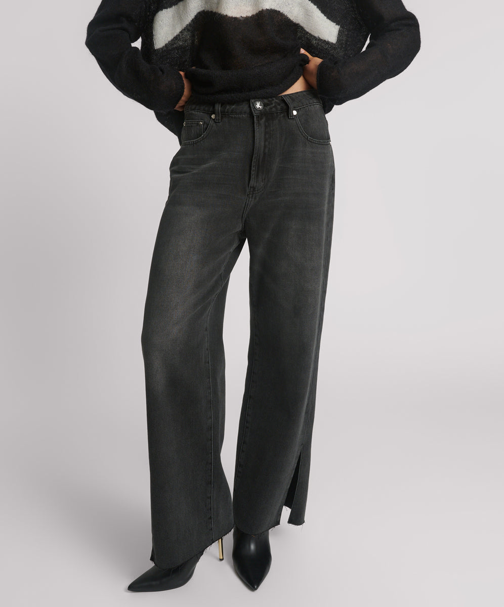 26666_FADED BLACK | FADED BLACK LOW SLUNG STRAIGHT LEG MID WAIST DENIM BILLIE JEANS | Color:Faded Black【ONE TEASPOON_ワンティースプーン】