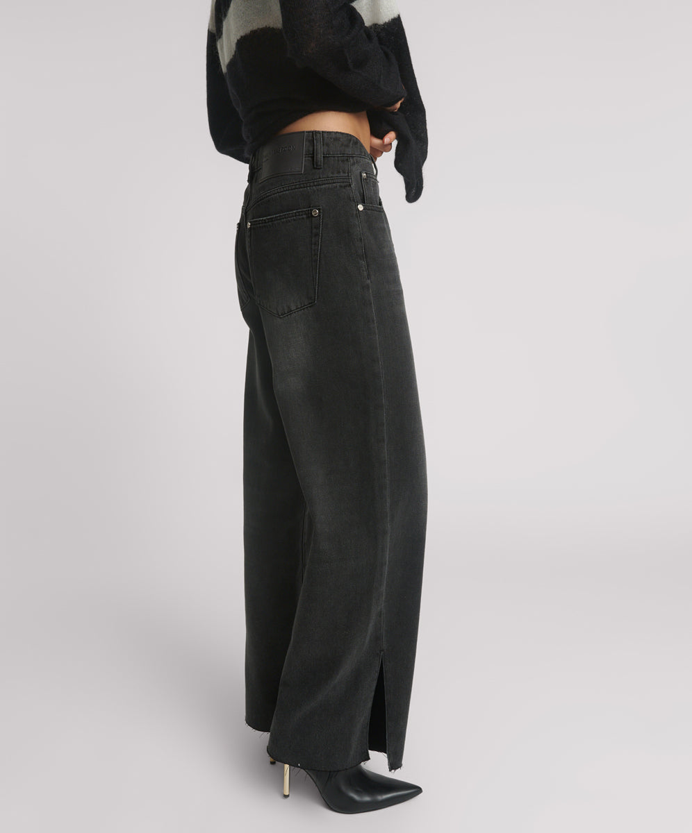 26666_FADED BLACK | FADED BLACK LOW SLUNG STRAIGHT LEG MID WAIST DENIM BILLIE JEANS | Color:Faded Black【ONE TEASPOON_ワンティースプーン】