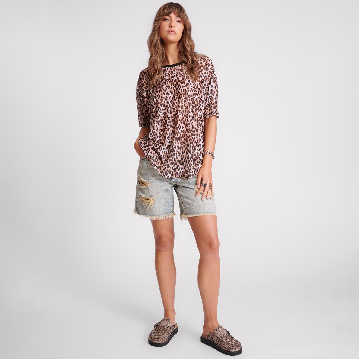 26675_ANIMAL | ANIMAL MESH TEE | Color:ANIMAL【ONE TEASPOON_ワンティースプーン】