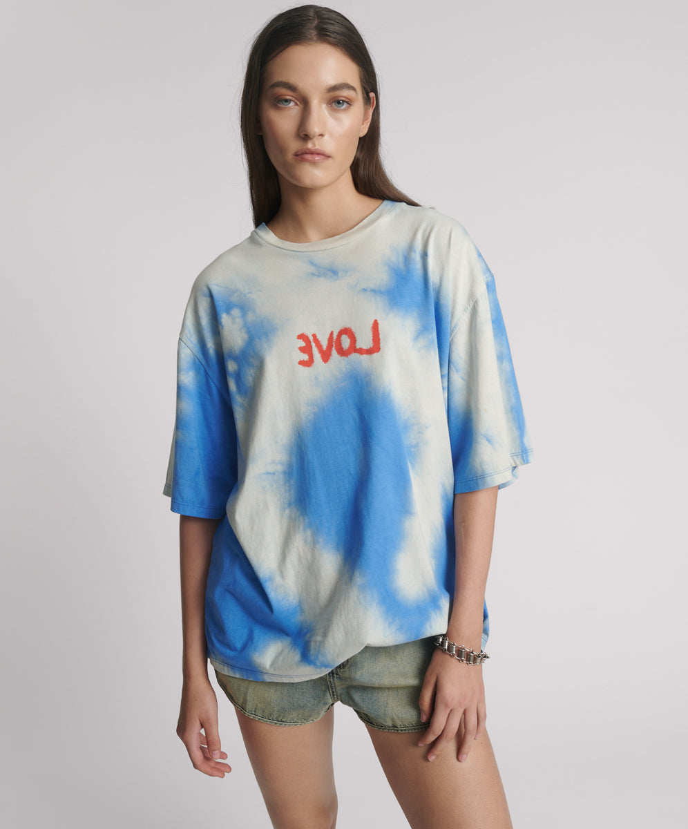 26771_BLUE TIE DYE | ROUGE LOVE BASKETBALL TEE | Color:Blue Tie Dye【ONE TEASPOON_ワンティースプーン】
