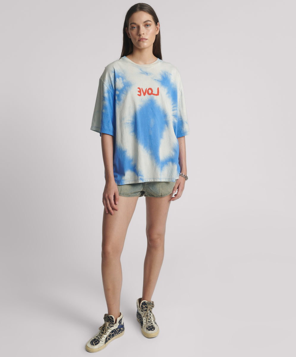 26771_BLUE TIE DYE | ROUGE LOVE BASKETBALL TEE | Color:Blue Tie Dye【ONE TEASPOON_ワンティースプーン】