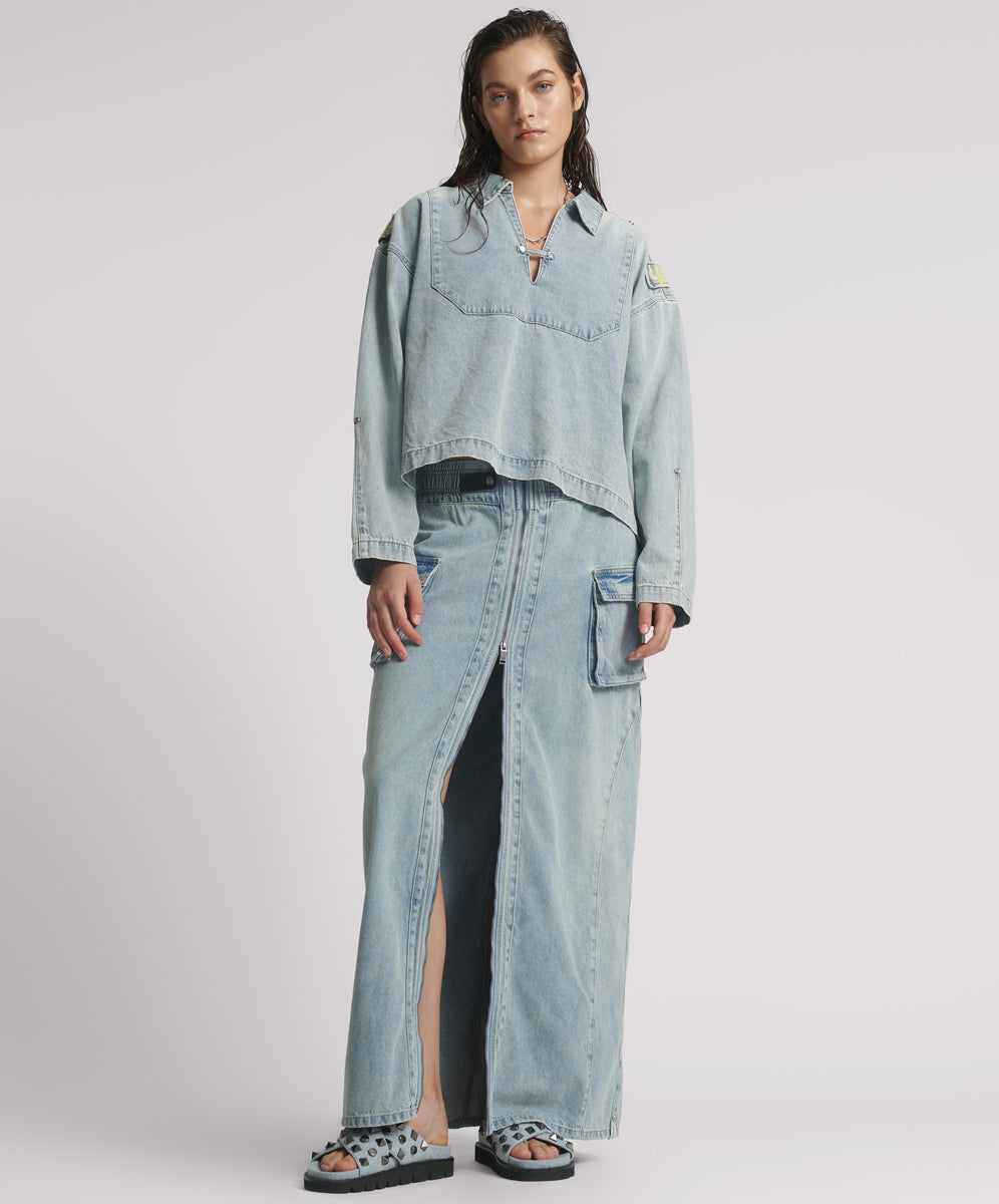 26791_SOFT BLUE | SOFT BLUE PARACHUTE DENIM SKIRT | Color:Soft Blue【ONE TEASPOON_ワンティースプーン】【archive】