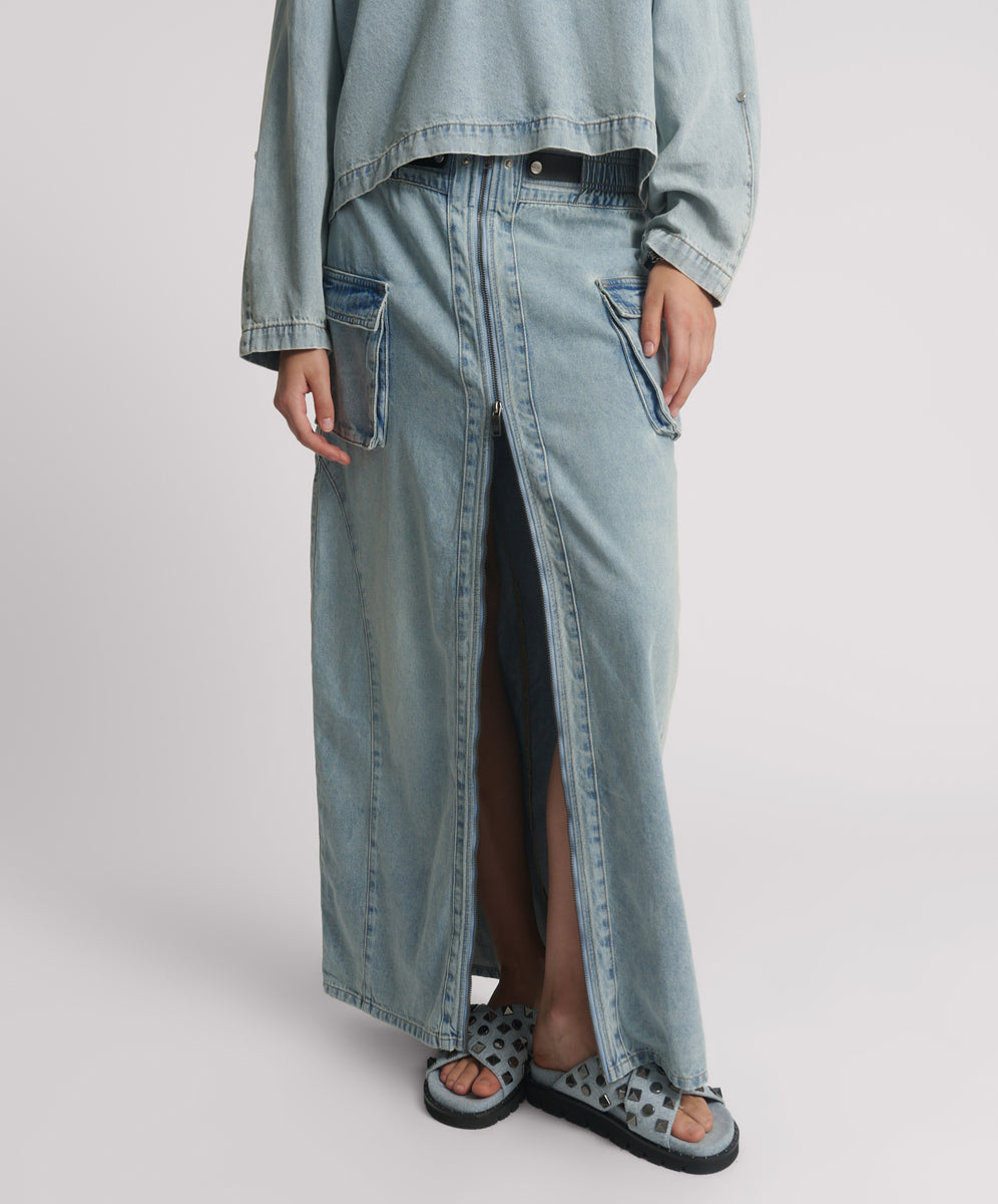 26791_SOFT BLUE | SOFT BLUE PARACHUTE DENIM SKIRT | Color:Soft Blue【ONE TEASPOON_ワンティースプーン】【archive】