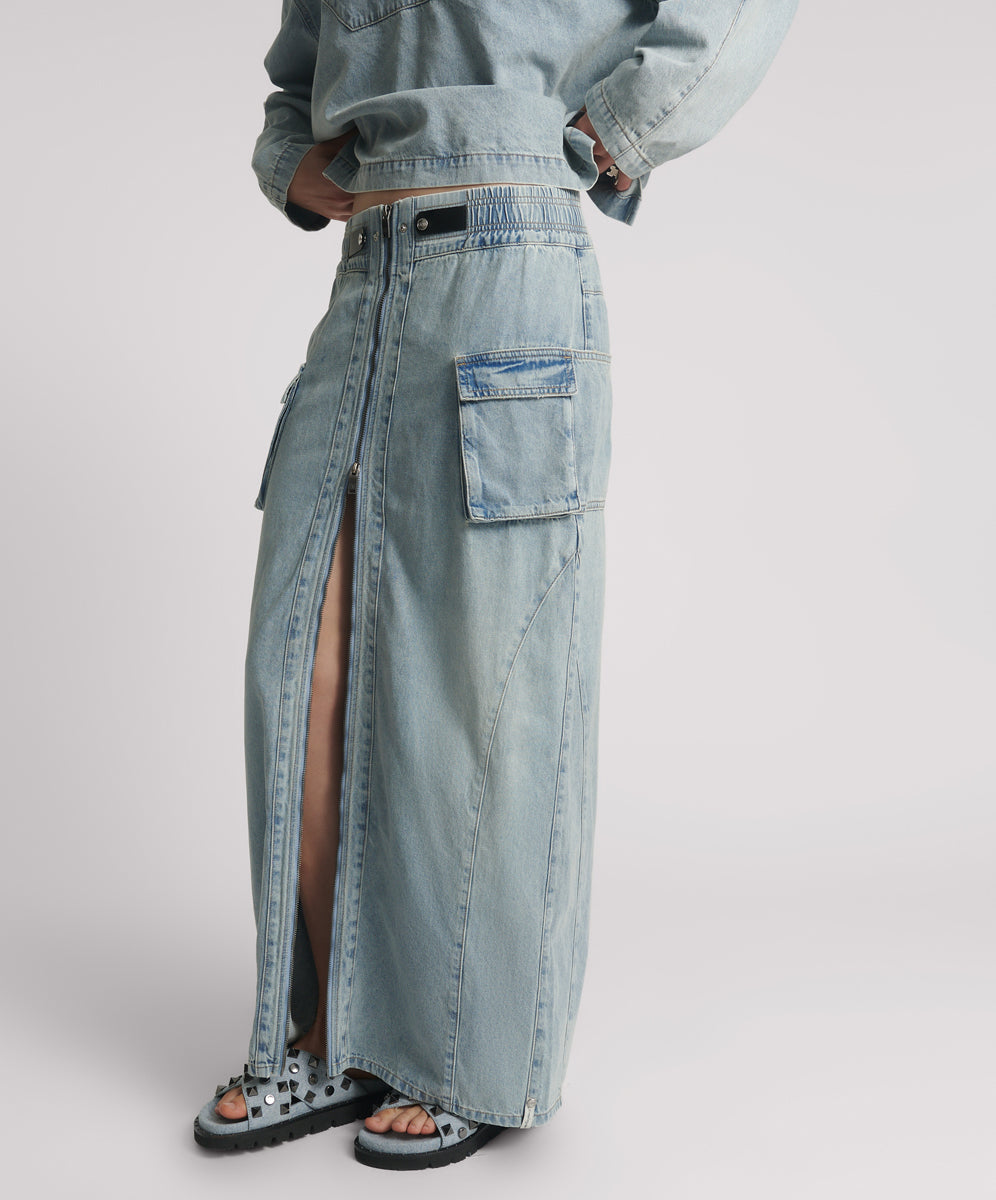 26791_SOFT BLUE | SOFT BLUE PARACHUTE DENIM SKIRT | Color:Soft Blue【ONE TEASPOON_ワンティースプーン】【archive】
