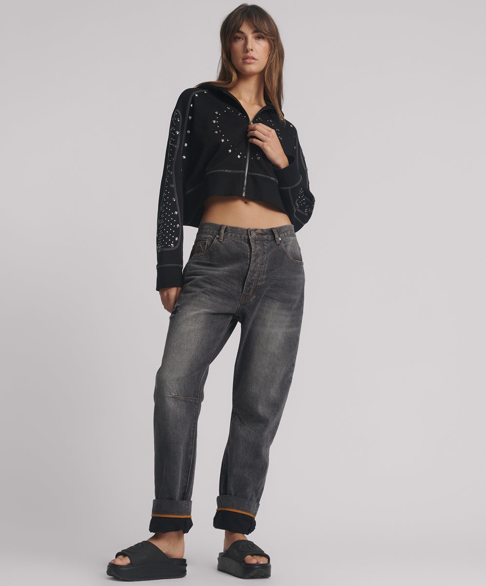 26873_Worn Black | WORN BLACK BANDIT LOW WAIST BOYFRIEND JEANS | Color:Worn Black【ONE TEASPOON_ワンティースプーン】