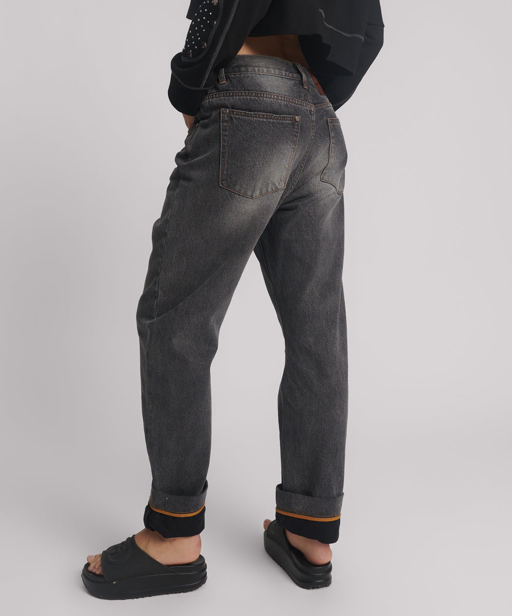 26873_Worn Black | WORN BLACK BANDIT LOW WAIST BOYFRIEND JEANS | Color:Worn Black【ONE TEASPOON_ワンティースプーン】