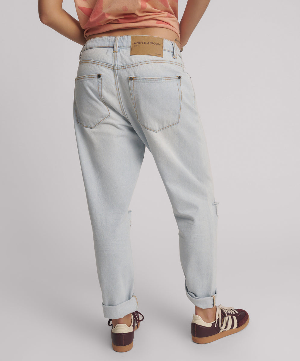 26877_Cyber Blue | CYBER BLUE SAINTS BOYFRIEND JEANS | Color:Cyber Blue【ONE TEASPOON_ワンティースプーン】