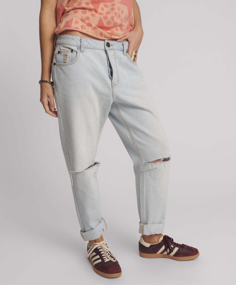 26877_Cyber Blue | CYBER BLUE SAINTS BOYFRIEND JEANS | Color:Cyber Blue【ONE TEASPOON_ワンティースプーン】