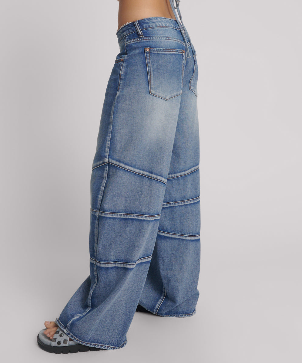 26919_Blue Summer | BLUE SUMMER BARREL MID WAIST DENIM JEANS | Color:Blue Summer【ONE TEASPOON_ワンティースプーン】【archive】