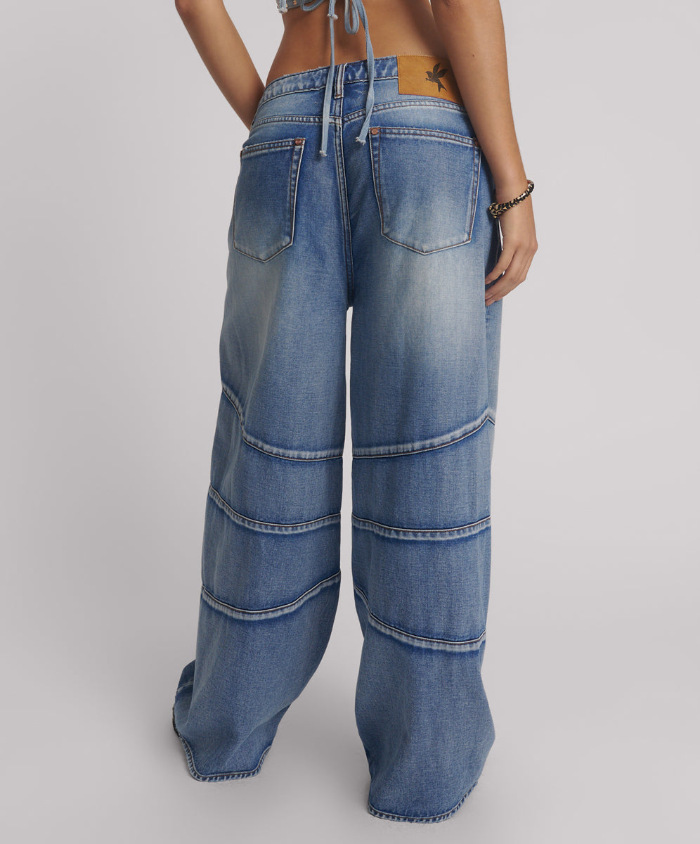 26919_Blue Summer | BLUE SUMMER BARREL MID WAIST DENIM JEANS | Color:Blue Summer【ONE TEASPOON_ワンティースプーン】【archive】