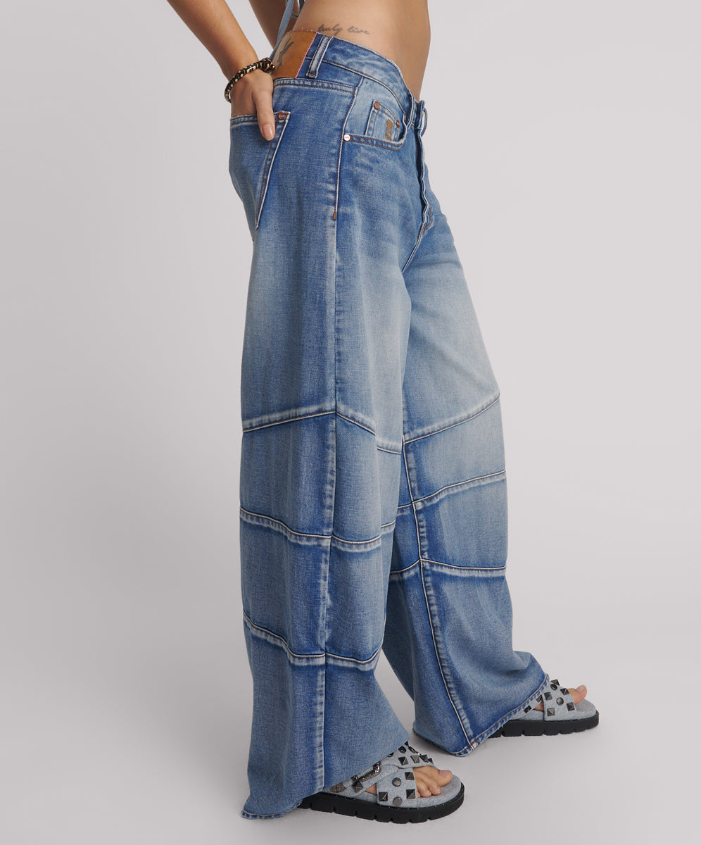 26919_Blue Summer | BLUE SUMMER BARREL MID WAIST DENIM JEANS | Color:Blue Summer【ONE TEASPOON_ワンティースプーン】【archive】