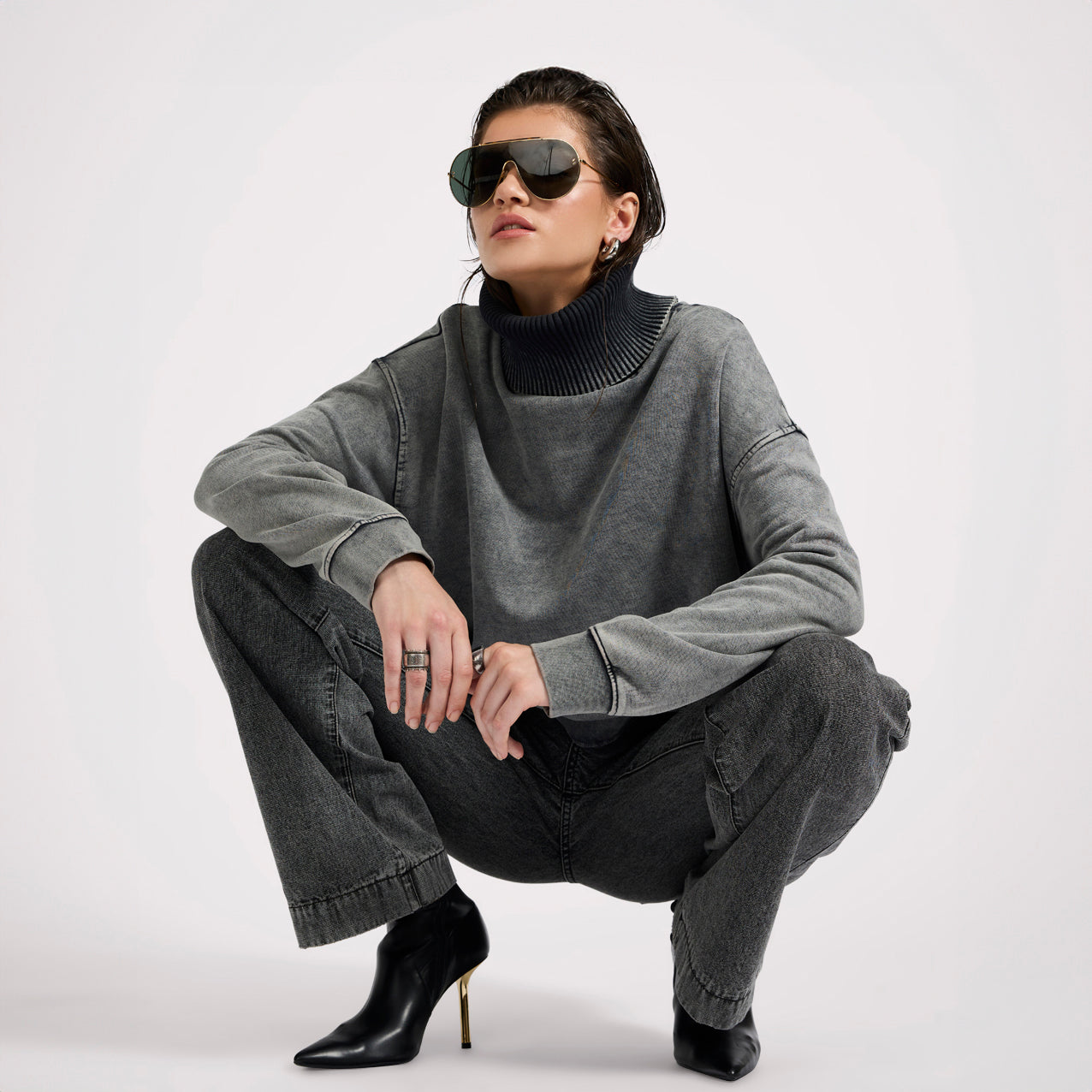 FLEECE ROLL NECK SWEATER | Color_Worn Black | No_27121_worn black【ONE TEASPOON_ワンティースプーン】【入荷予定アイテム・入荷連絡可能】