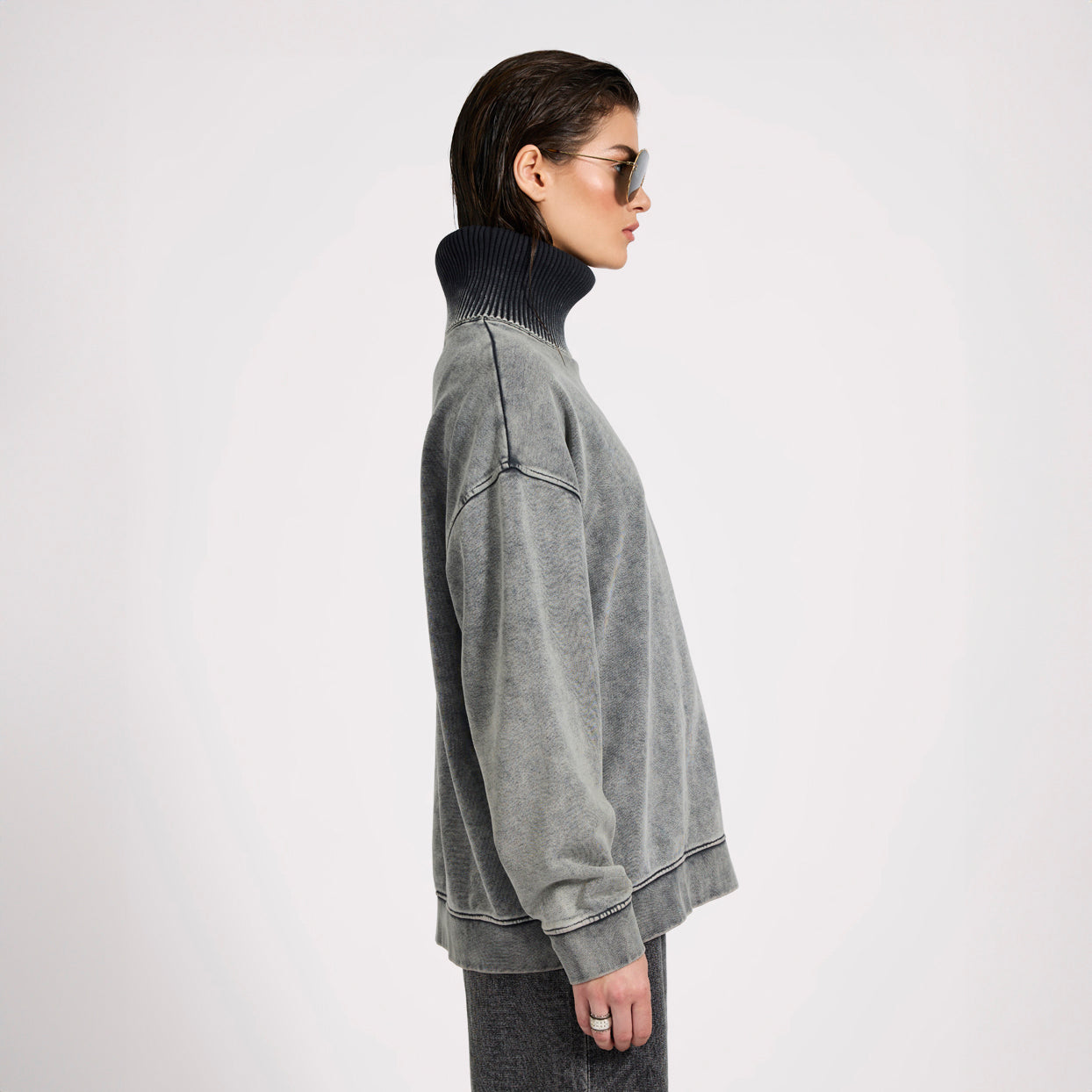 FLEECE ROLL NECK SWEATER | Color_Worn Black | No_27121_worn black【ONE TEASPOON_ワンティースプーン】【入荷予定アイテム・入荷連絡可能】