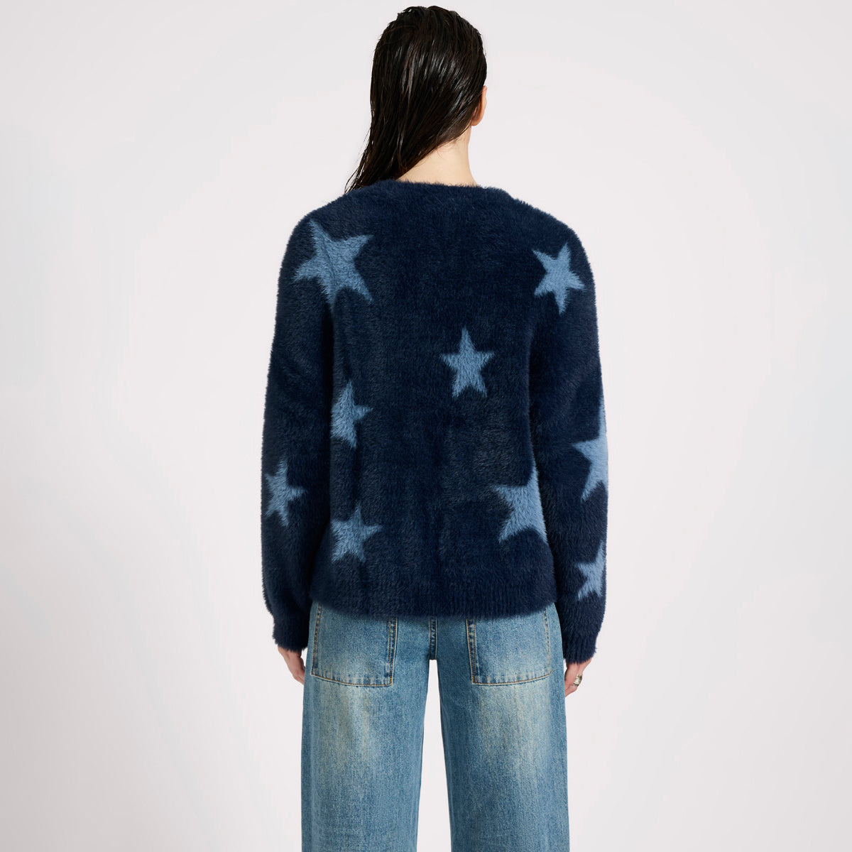 FLUFFY STAR LONGSLEEVE KNIT SWEATER | Color_Blue | No_27140a_blue【ONE TEASPOON_ワンティースプーン】【入荷予定アイテム・入荷連絡可能】