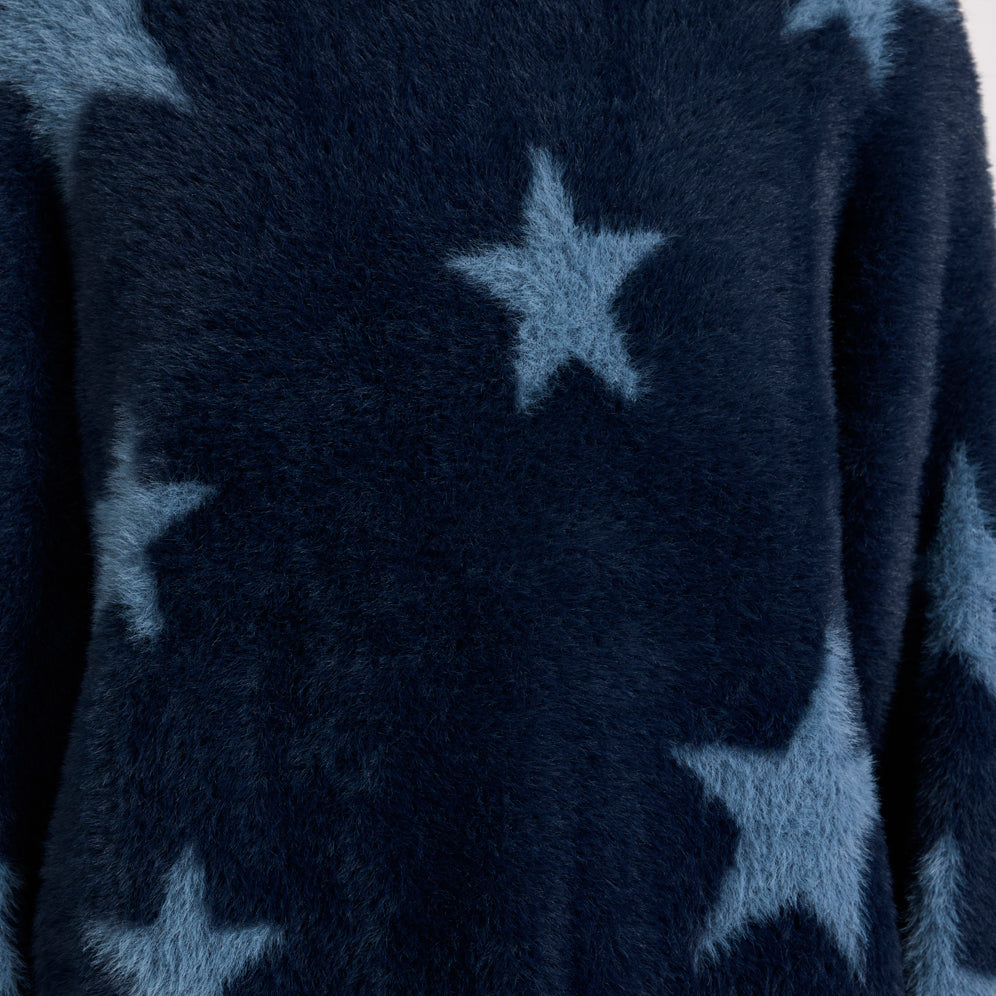 FLUFFY STAR LONGSLEEVE KNIT SWEATER | Color_Blue | No_27140a_blue【ONE TEASPOON_ワンティースプーン】【入荷予定アイテム・入荷連絡可能】