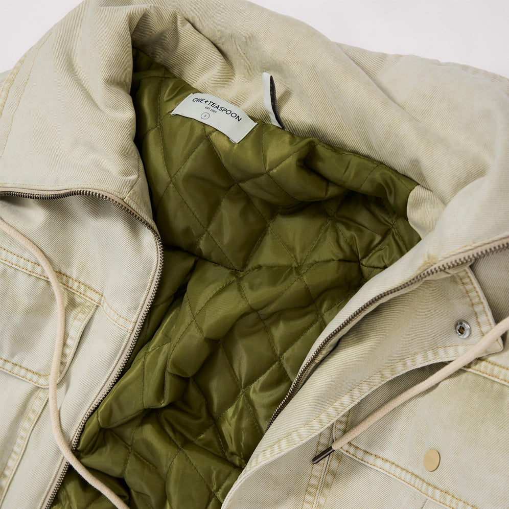 DENIM UTILITY PUFFER JACKET | Color_Antique Stone | No_27219_antique stone【ONE TEASPOON_ワンティースプーン】