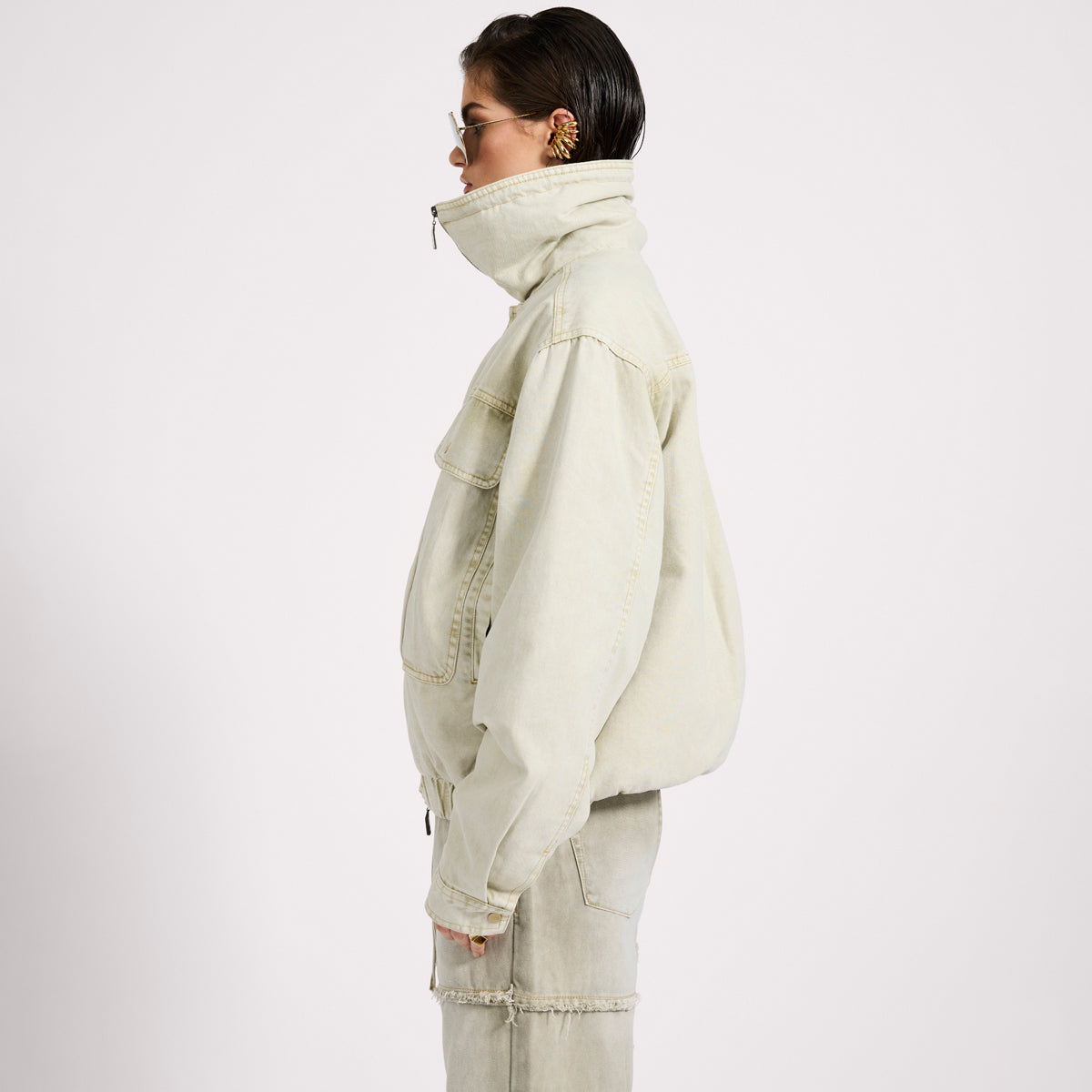 DENIM UTILITY PUFFER JACKET | Color_Antique Stone | No_27219_antique stone【ONE TEASPOON_ワンティースプーン】