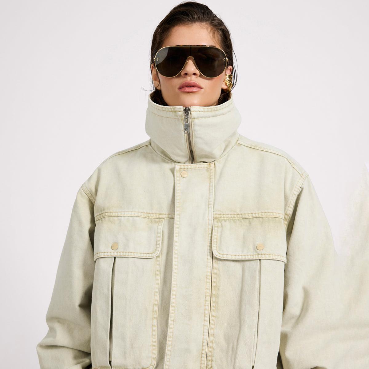 DENIM UTILITY PUFFER JACKET | Color_Antique Stone | No_27219_antique stone【ONE TEASPOON_ワンティースプーン】