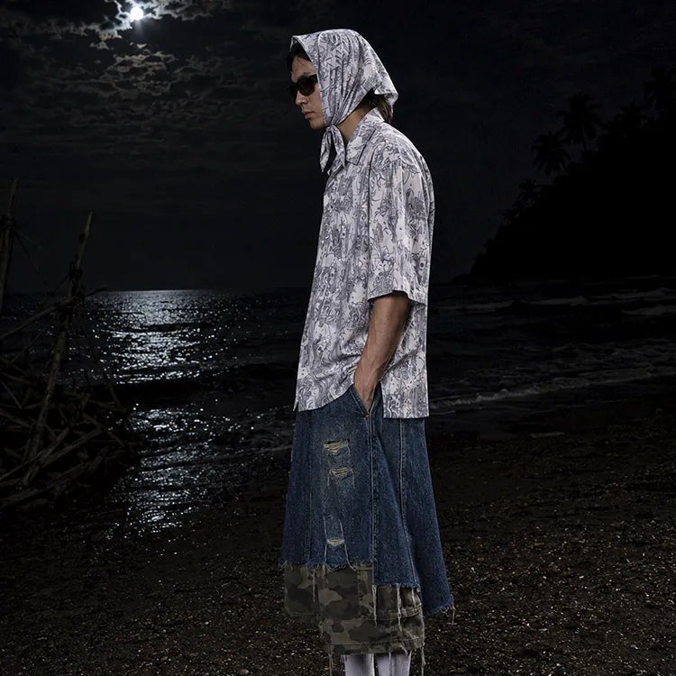 Seivson x (A)crypsis METAL GEM HAWAIIAN SHIRT - BLUE