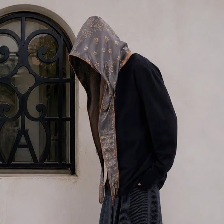 (A)crypsis® Amoeba Paisley Hooded Scarf - Coffee Gold