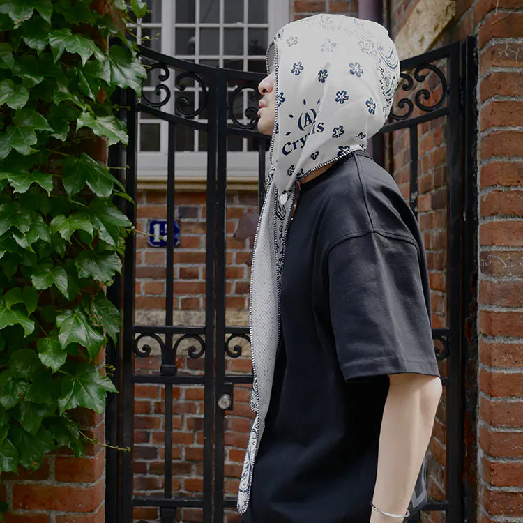 (A)crypsis® Amoeba Paisley Hooded Scarf - White