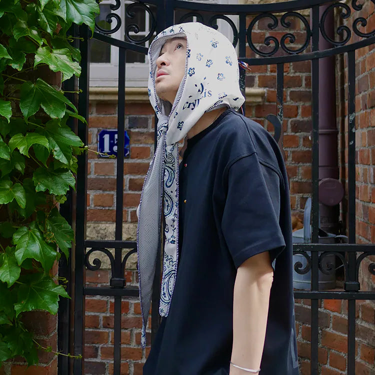(A)crypsis® Amoeba Paisley Hooded Scarf - White