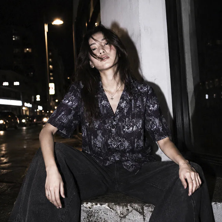 Seivson x (A)crypsis METAL GEM HAWAIIAN SHIRT - BLACK