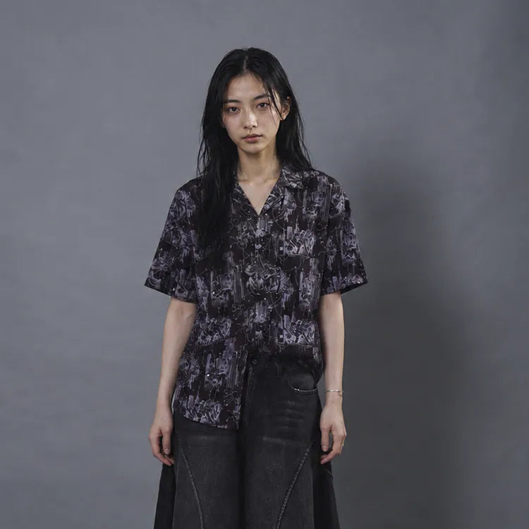 Seivson x (A)crypsis METAL GEM HAWAIIAN SHIRT - BLACK