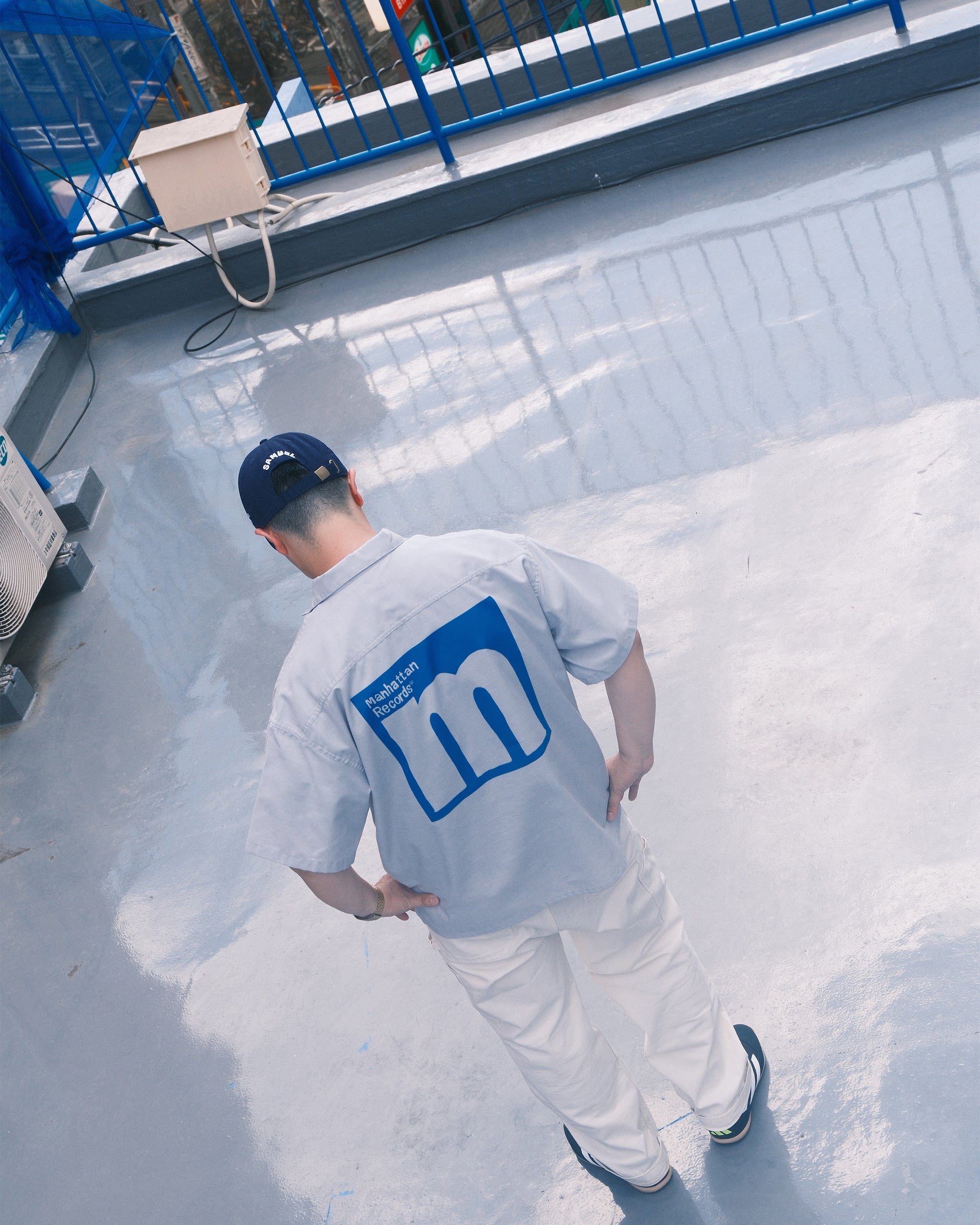 SAMUEL × Manhattan Records HALF ZIP WORK SHIRTS | Color:Gray | S-25SS-SH-001【SAMUEL_サミュエル】 【ネコポス選択可能】