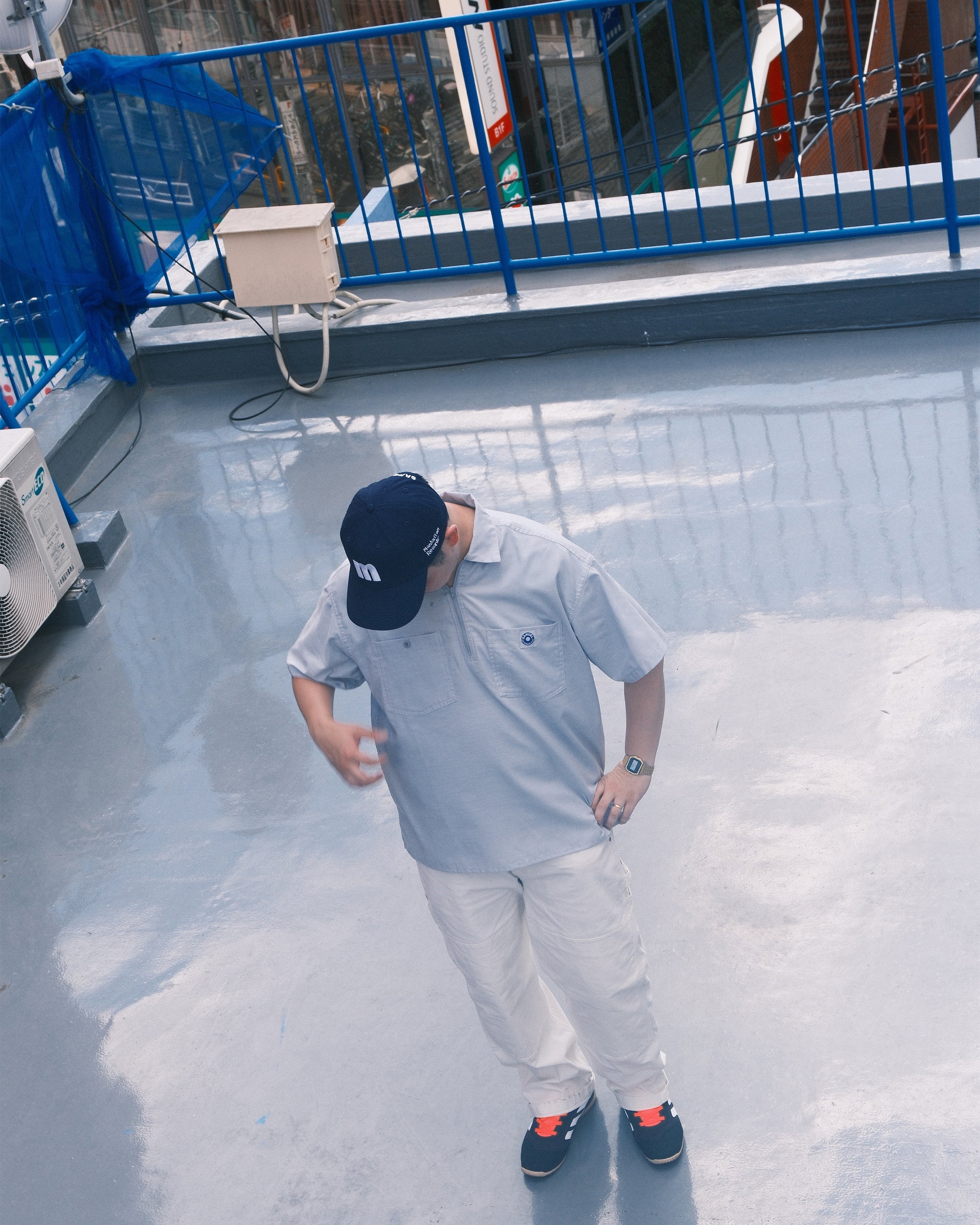 SAMUEL × Manhattan Records HALF ZIP WORK SHIRTS | Color:Gray | S-25SS-SH-001【SAMUEL_サミュエル】 【ネコポス選択可能】