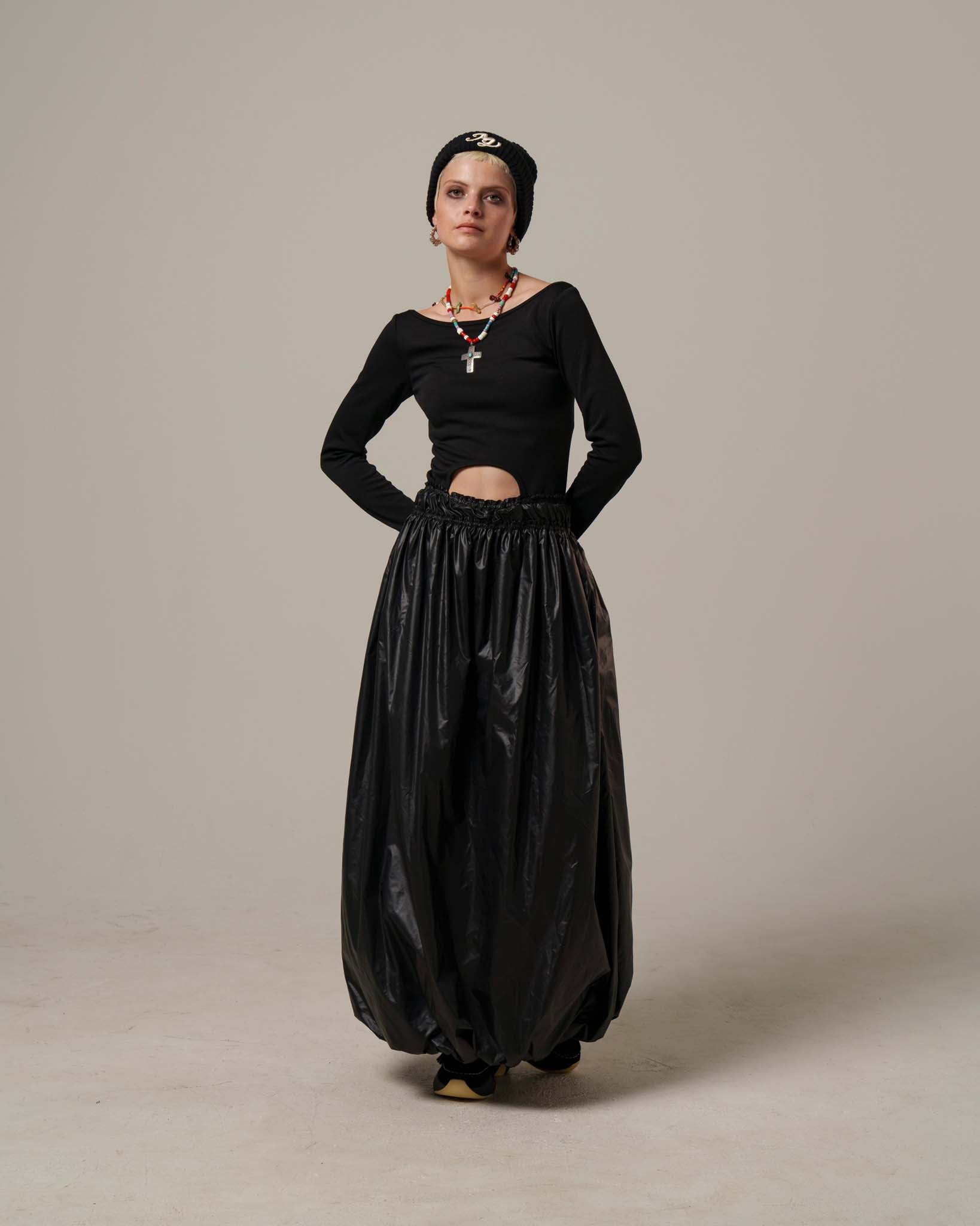 Balloon Hybrid Dress – Black | AMBERGLEAM
