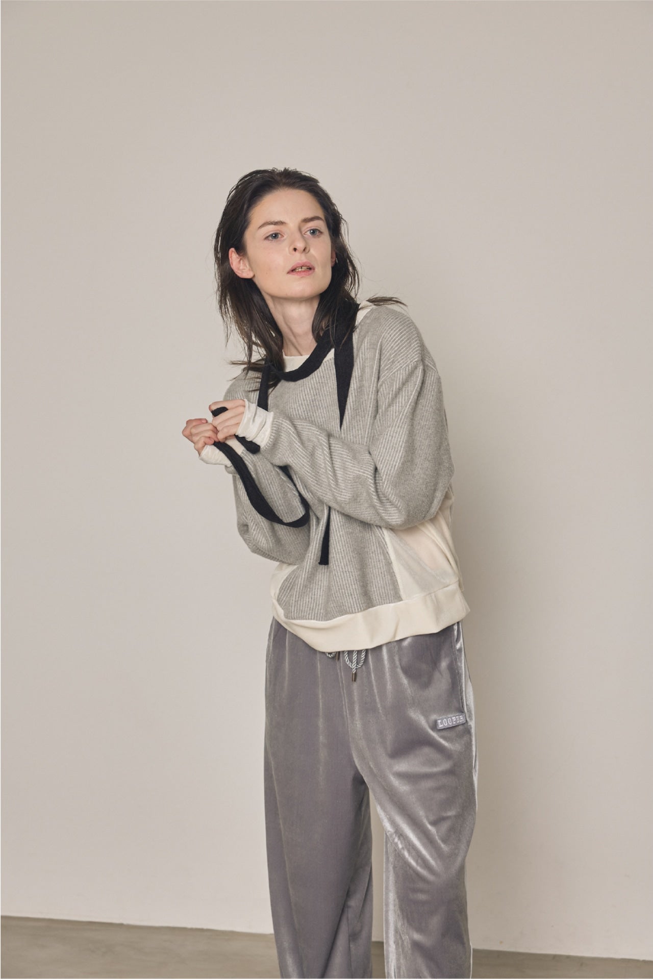 ニットコール&ベロアトップス – White | 2601KT101_White | LOOPER