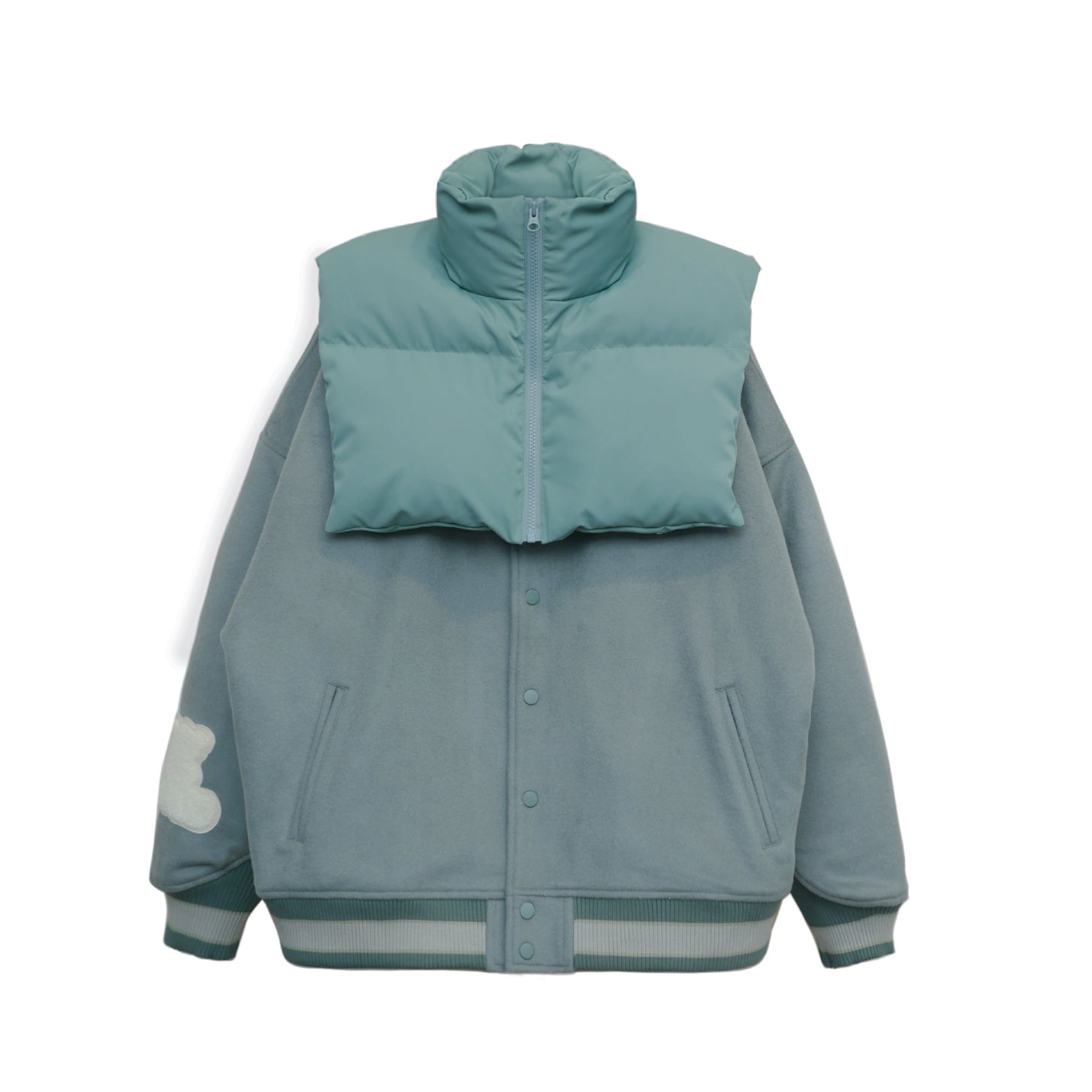 No:ACRS23-C01 | Name:(A)crypsis® 2023A/W Outer Neck Wool Baseball Jacket | Color:Green | Size:Free【(A)CRYPSIS®】【SEIVSON_セイヴソン】【archive】