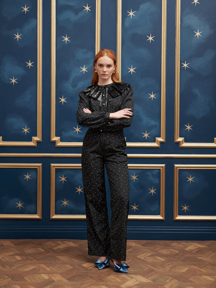 30SJ03BL1231BLK | Waltz Sequin Collar Blouse【SISTER JANE_シスタージェーン】