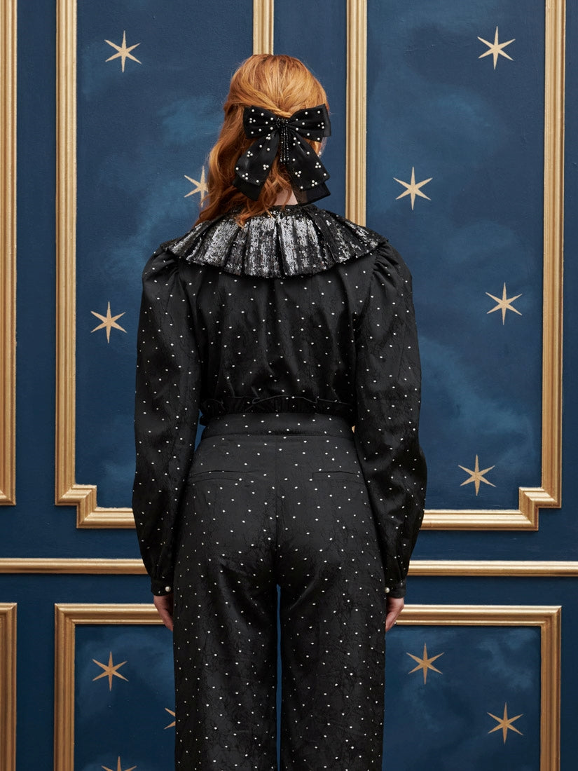 30SJ03BL1231BLK | Waltz Sequin Collar Blouse【SISTER JANE_シスタージェーン】