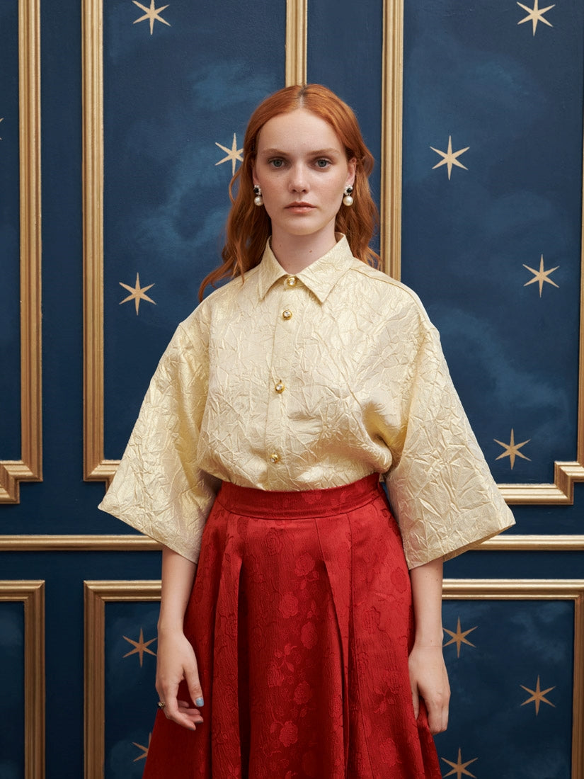 30SM03BLM113GLD | Rocco Crinkle Boxy Shirt【SISTER JANE_シスタージェーン】【archive】